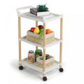 3 Layers Kitchen Plastic Black Cart with Wheels